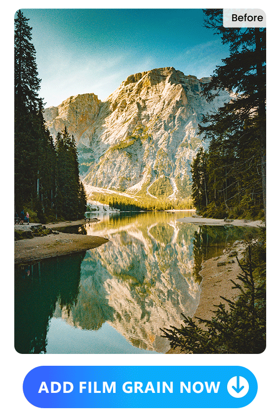 an original scenery photo and photo applied with grain effect of Vivid Glam